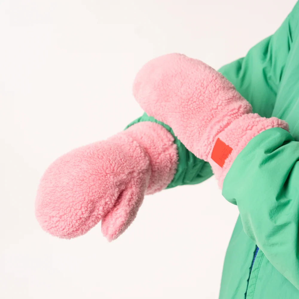 Moufles sherpa en polaire - Rose