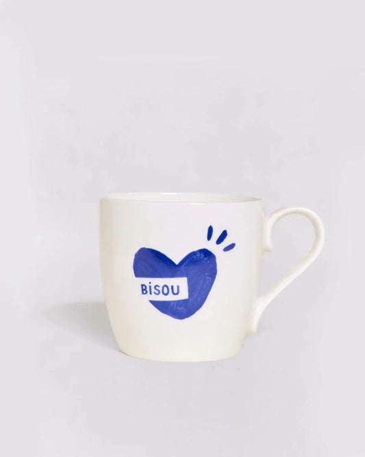 Mug coeur Bisou - Bleu