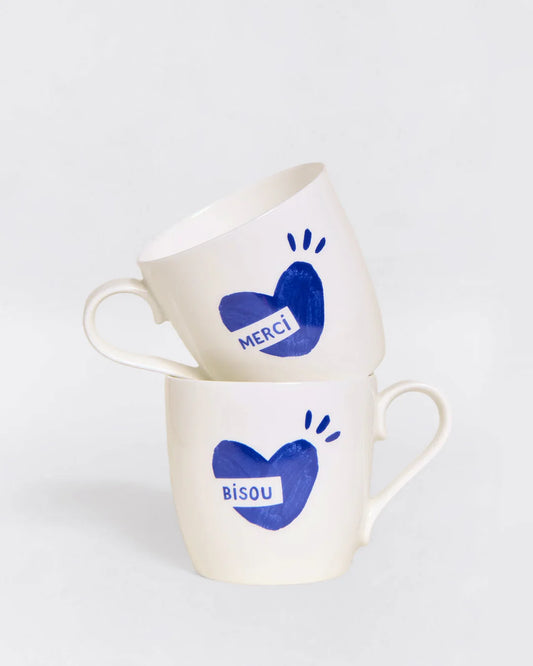 Mug coeur Bisou - Bleu