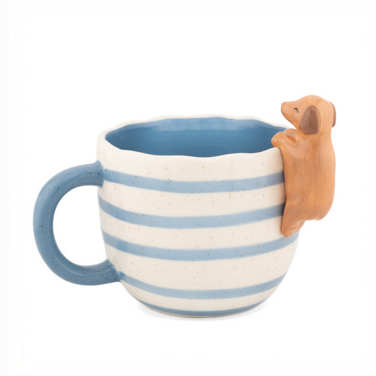 Mug rayé bleu avec Teckel