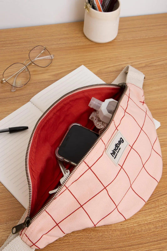 Sac banane Olivia - Carreaux rose/rouge — Hindbag , Lyon