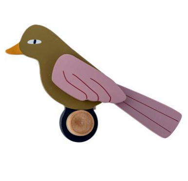 Patère oiseau Lewi - Kaki oeil ouvert