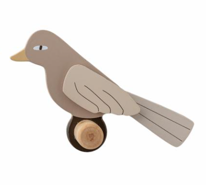 Patère oiseau Lewi - Marron clair oeil ouvert