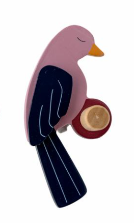 Patère oiseau Lewi - Rose oeil fermé