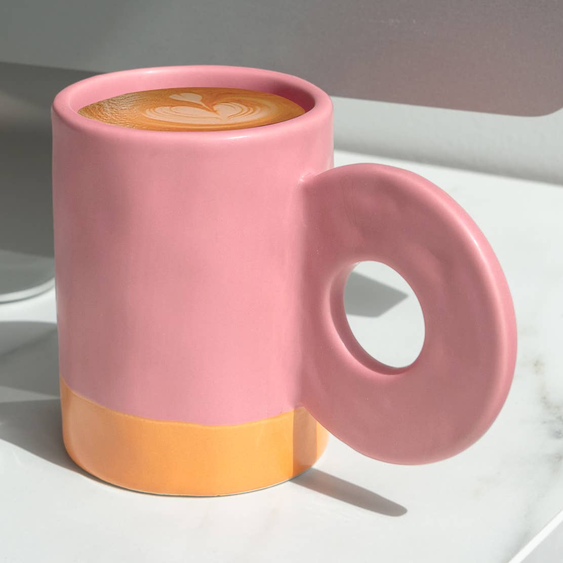Mug anse ronde - rose/orange