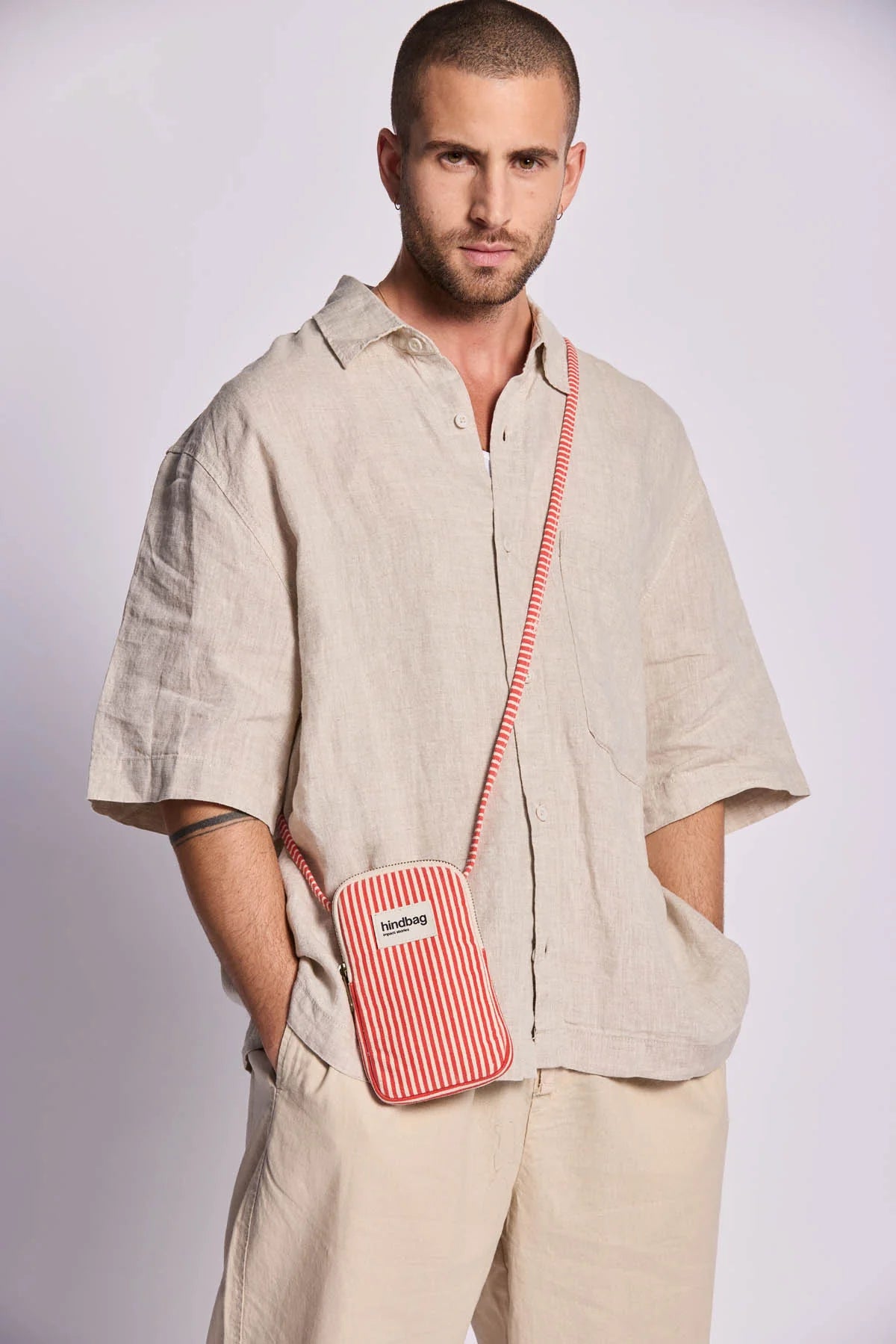 Pochette pour téléphone Bill - Rayures rouge
