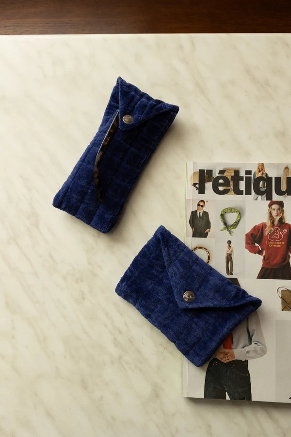 Enveloppe Ravi - Velours lisse Indigo