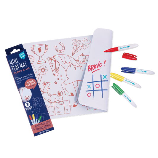 Mini set en silicone à colorier + 4 feutres - Poney club