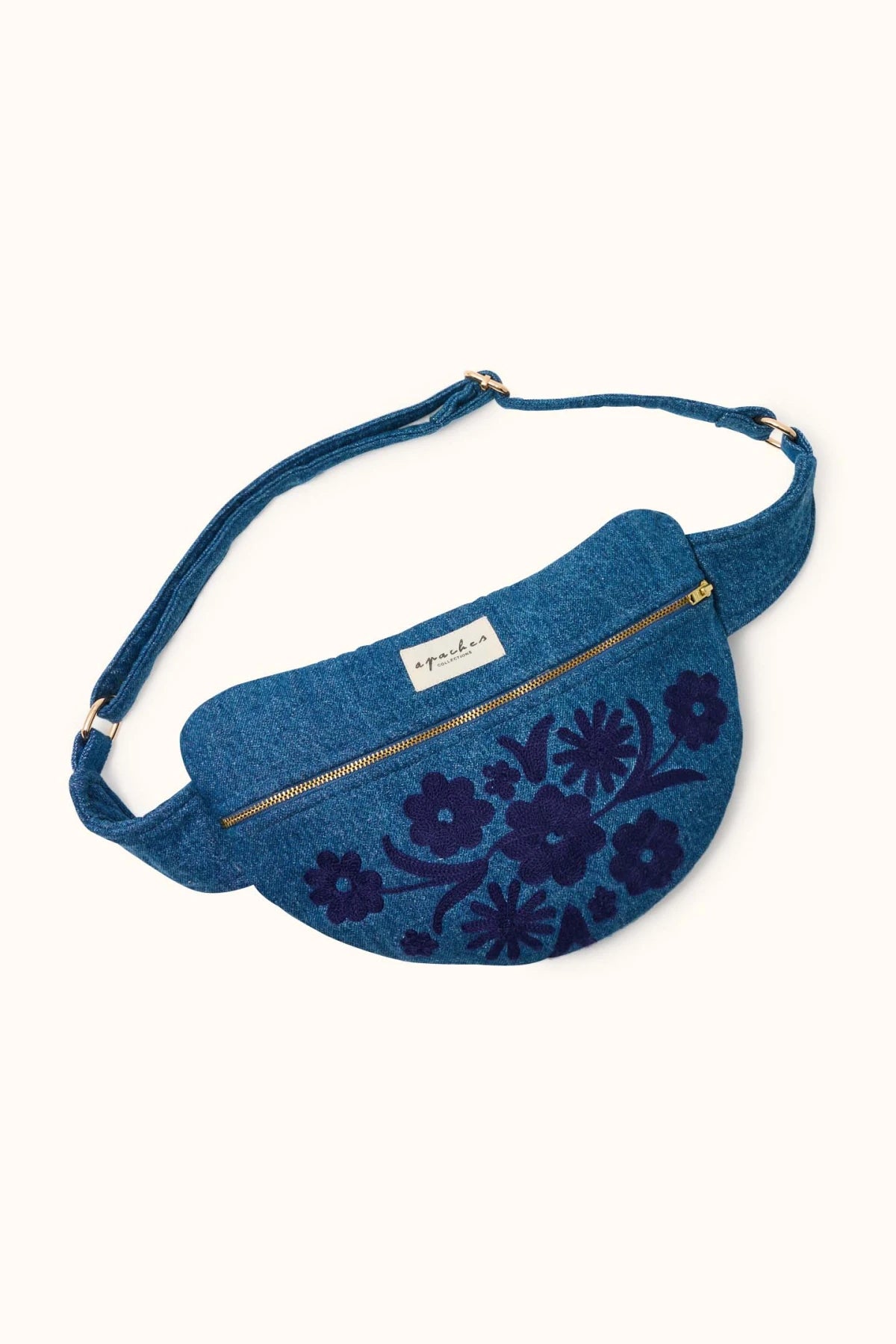 Sac banane brodé Khadai - Denim