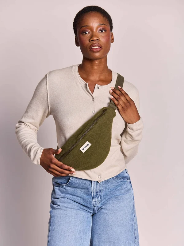 Sac banane Olivia - Effet lainé khaki