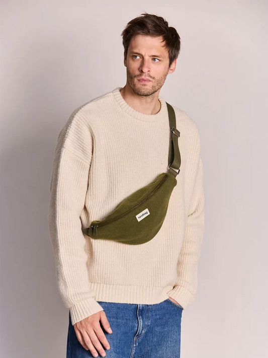 Sac banane Olivia - Effet lainé khaki