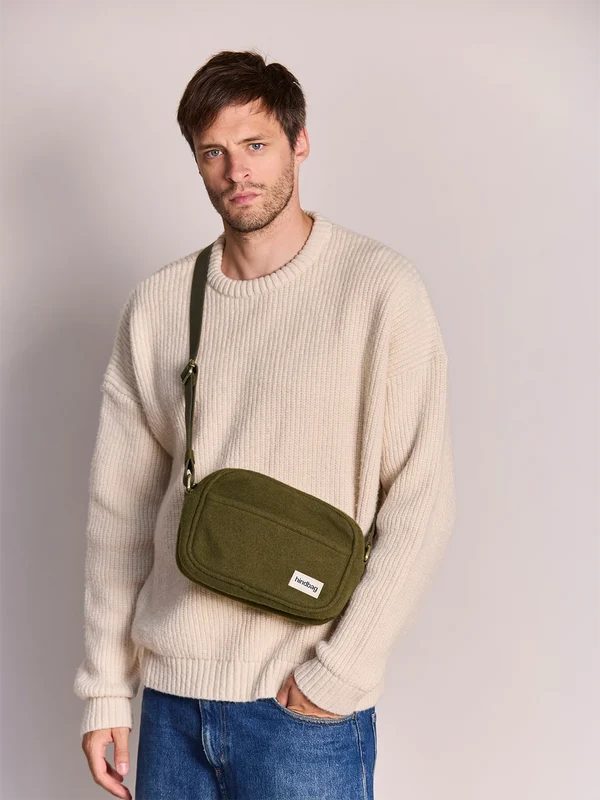 Sac bandoulière Nino - Effet lainé khaki