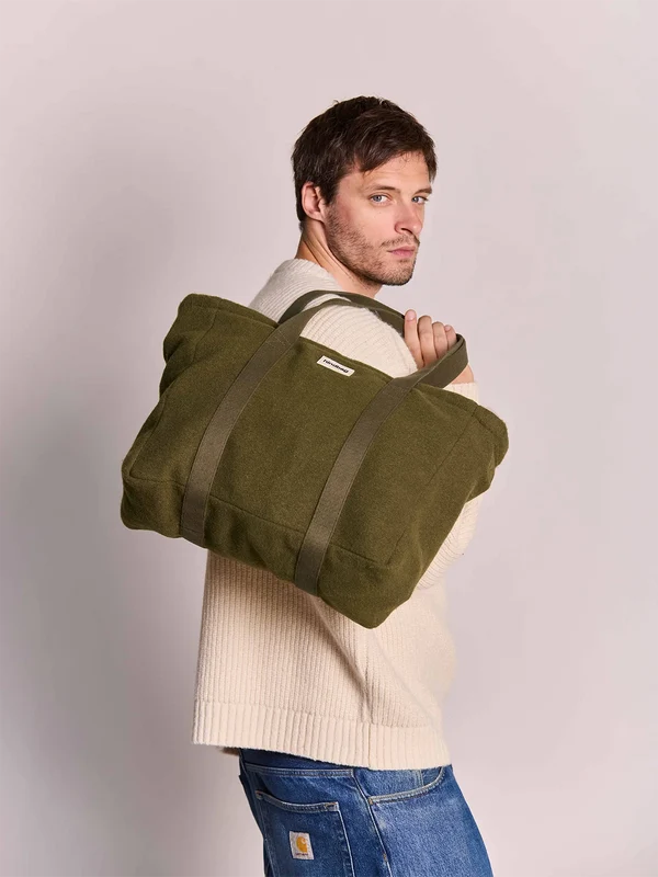 Sac cabas César - Effet lainé khaki