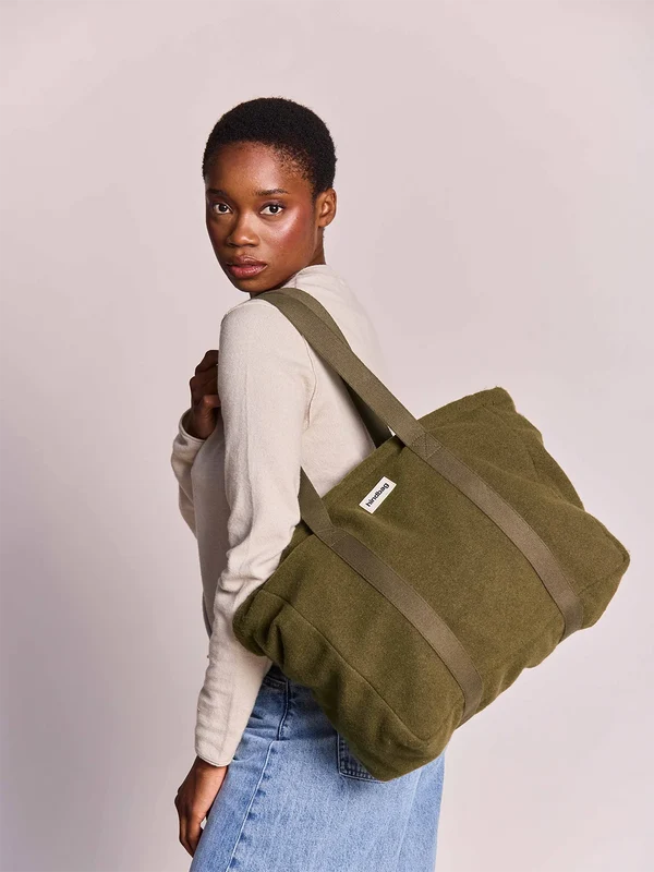 Sac cabas César - Effet lainé khaki