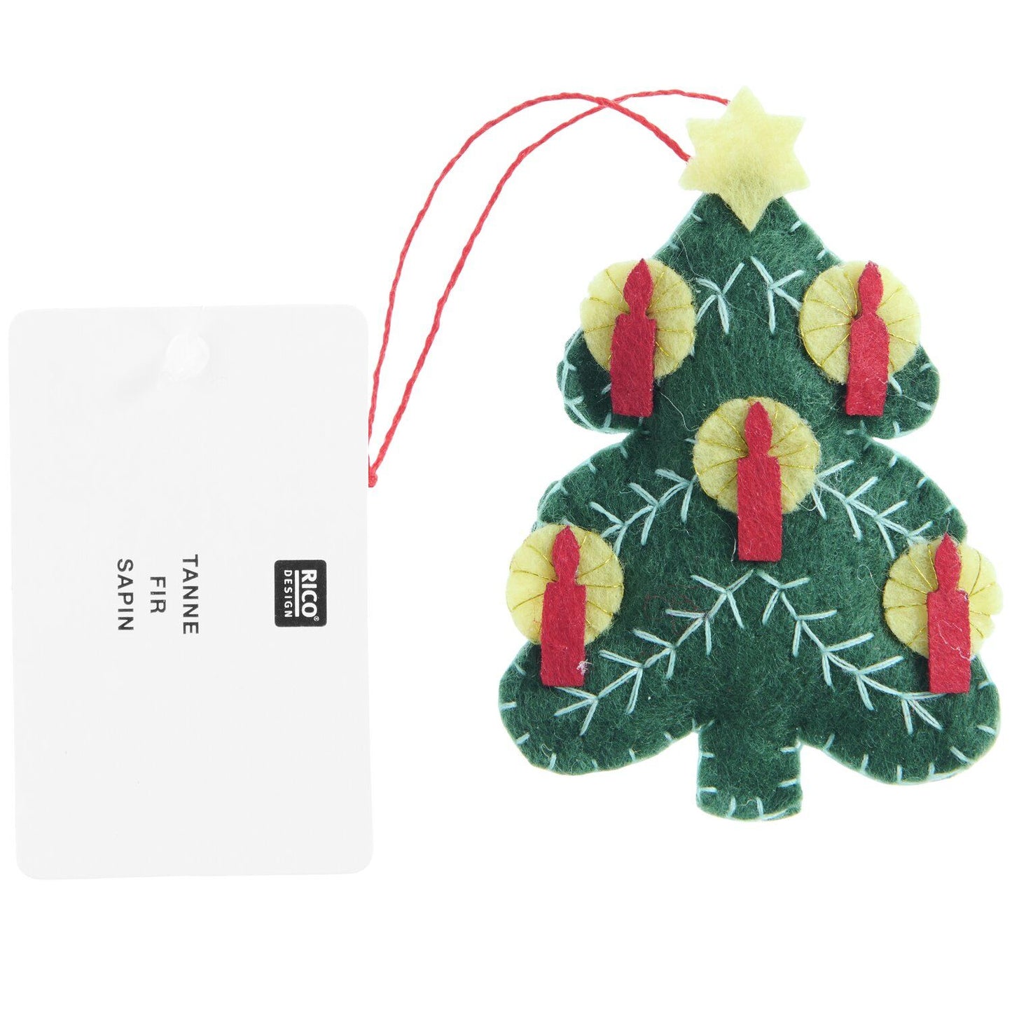 Sapin de Noël feutrine verte et bougies à suspendre