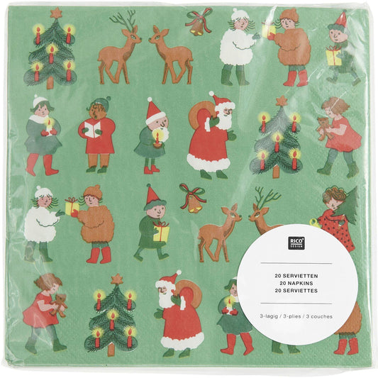 Serviettes en papier personnages de Noël