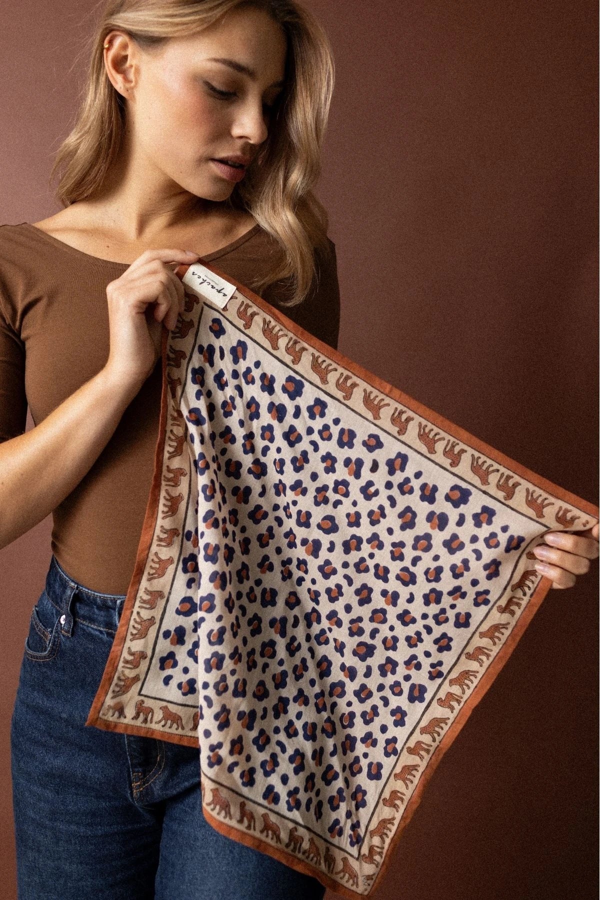 Small foulard Dupitta - Léopard rust