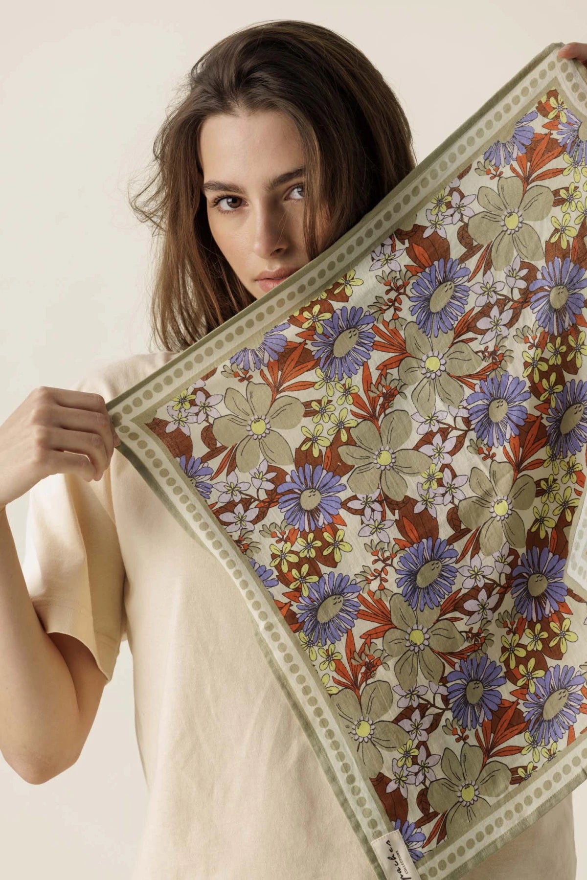 Small foulard Manika - Bouquet macadamia