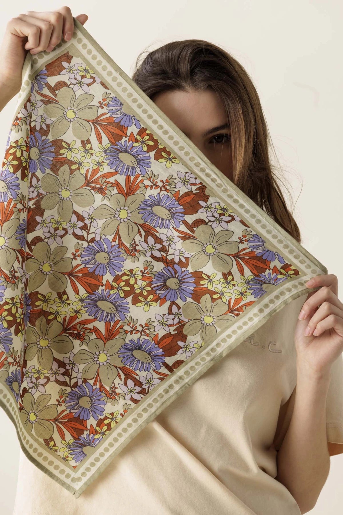 Small foulard Manika - Bouquet macadamia