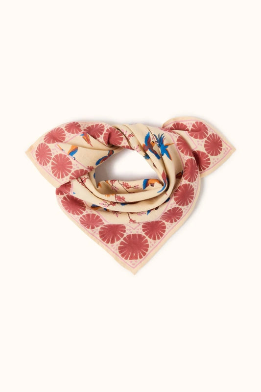 Small foulard Manika - Cerisier macadamia dahlia