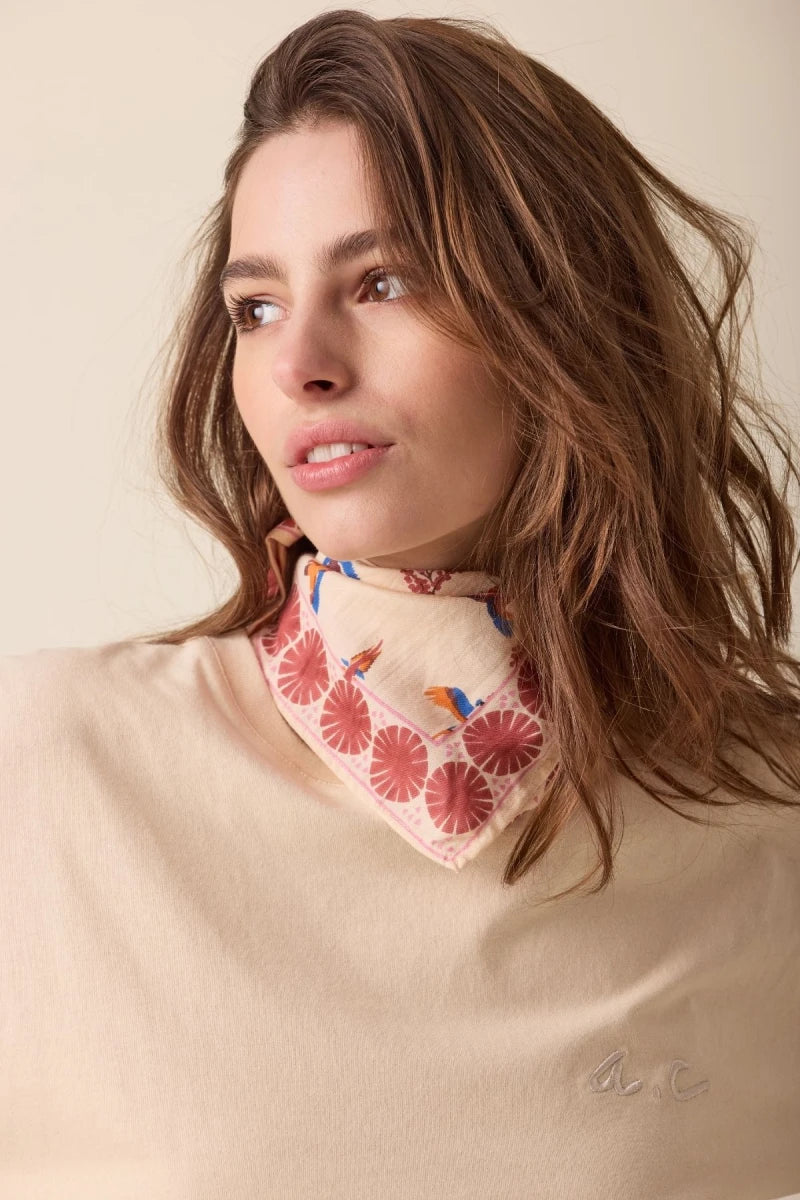 Small foulard Manika - Cerisier macadamia dahlia