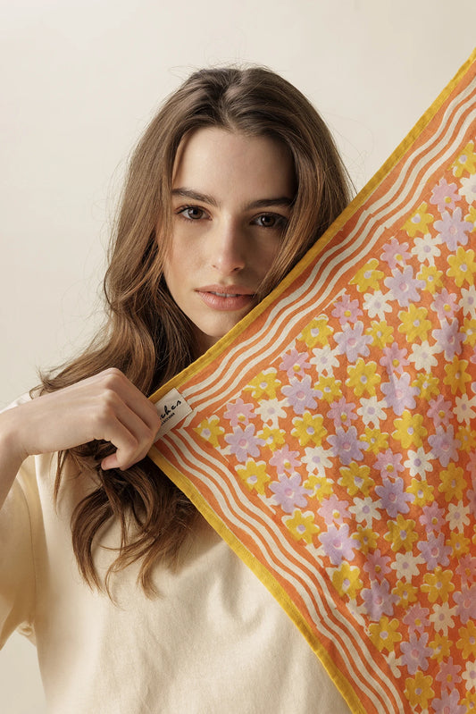 Small foulard Manika - Pâquerette orange