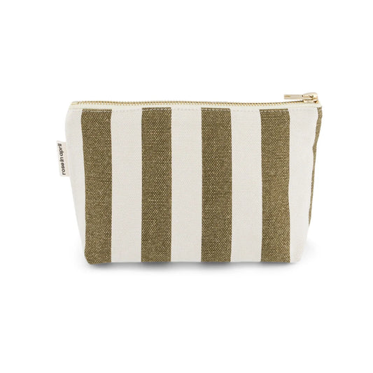 Trousse Sofia - Rayure olive/greige
