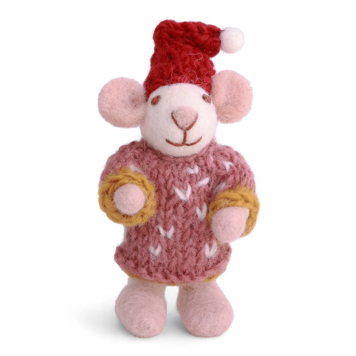 Souris blanche avec robe tricotée