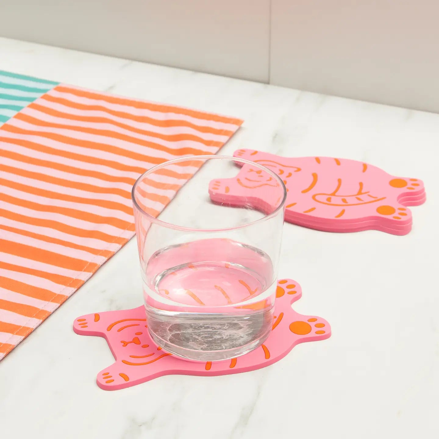Lot de 4 sous-verres Tigre rose — Helio Ferretti , Lyon