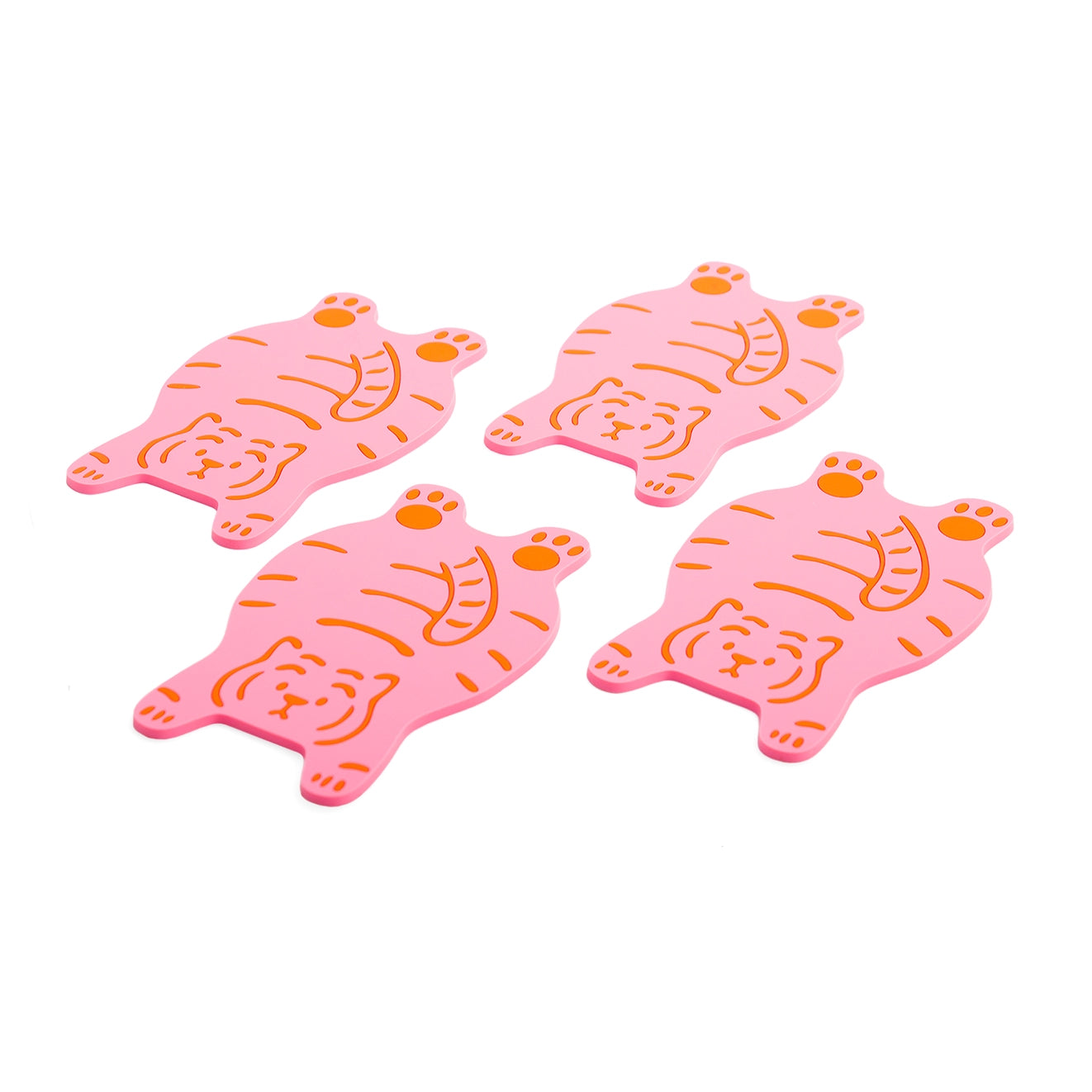 Lot de 4 sous-verres Tigre rose — Helio Ferretti , Lyon