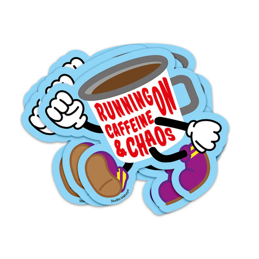 Sticker Running on caffeine and chaos
