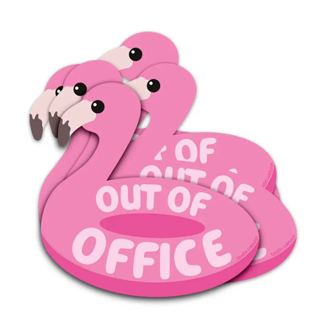 Sticker Out of the office - flamant rose