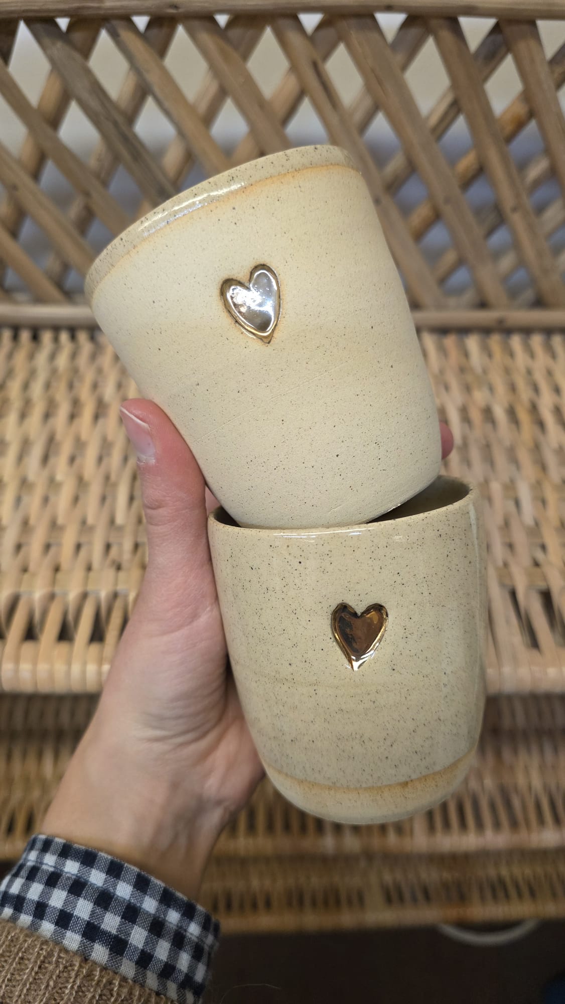 Tasse émail intérieur et dorure - coeur