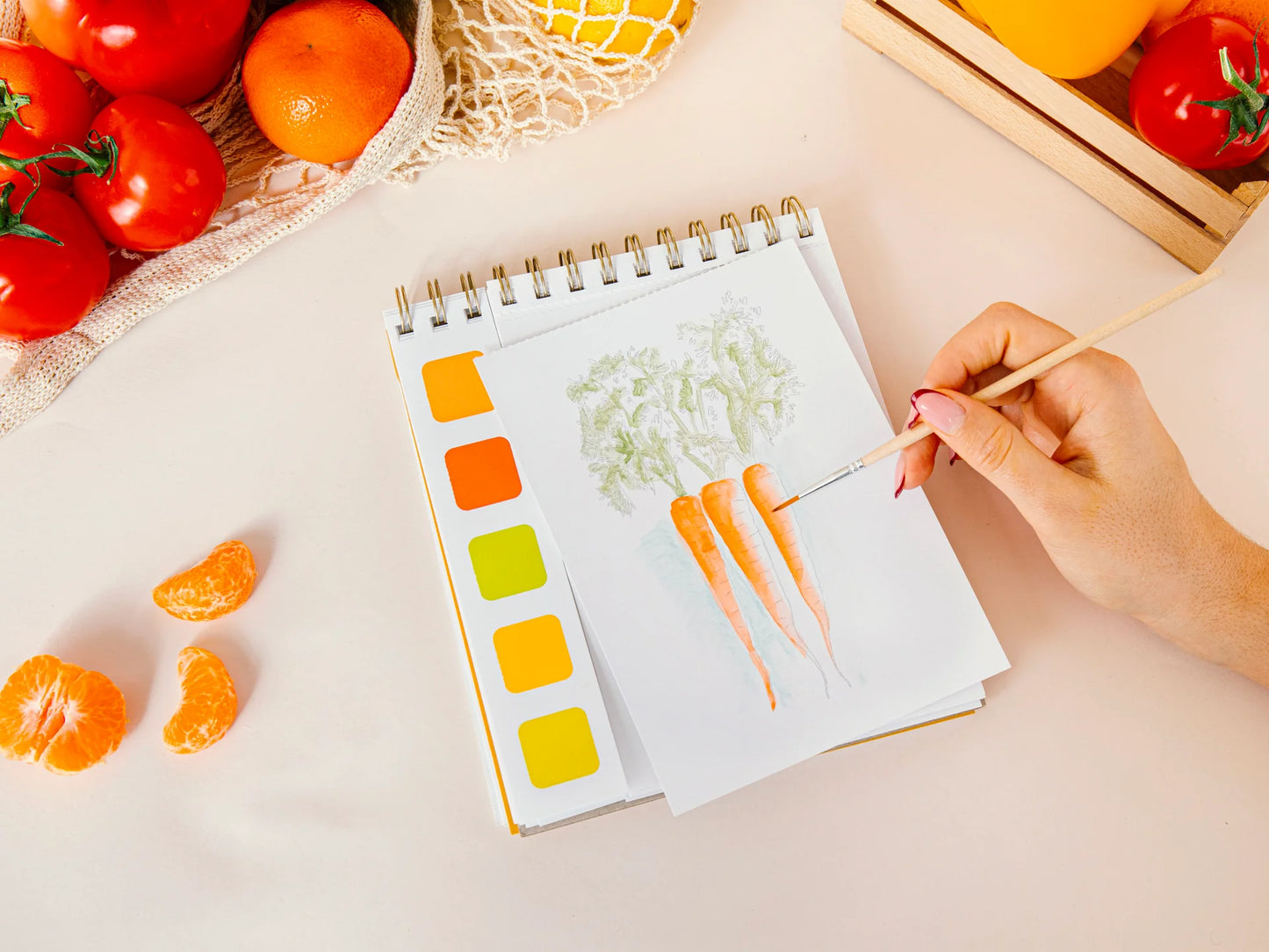Carnet aquarelle travel book - Retour de marché