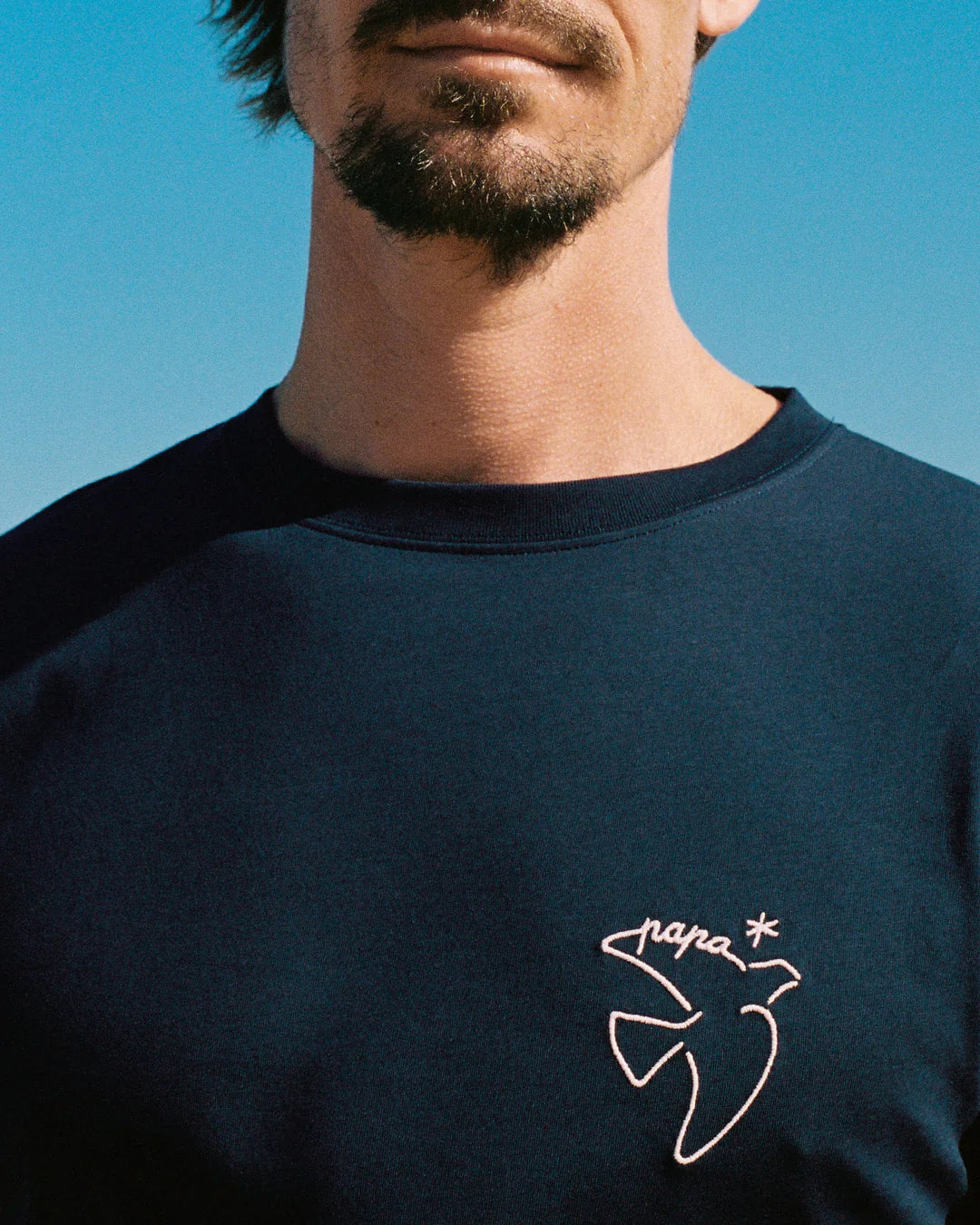 T-shirt brodé Papa bird - Charbon