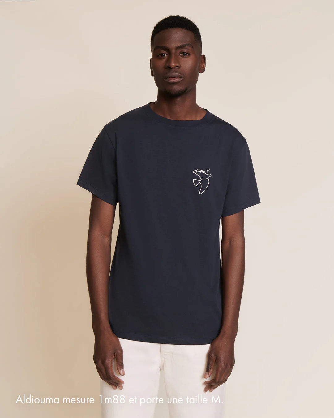T-shirt brodé Papa bird - Charbon