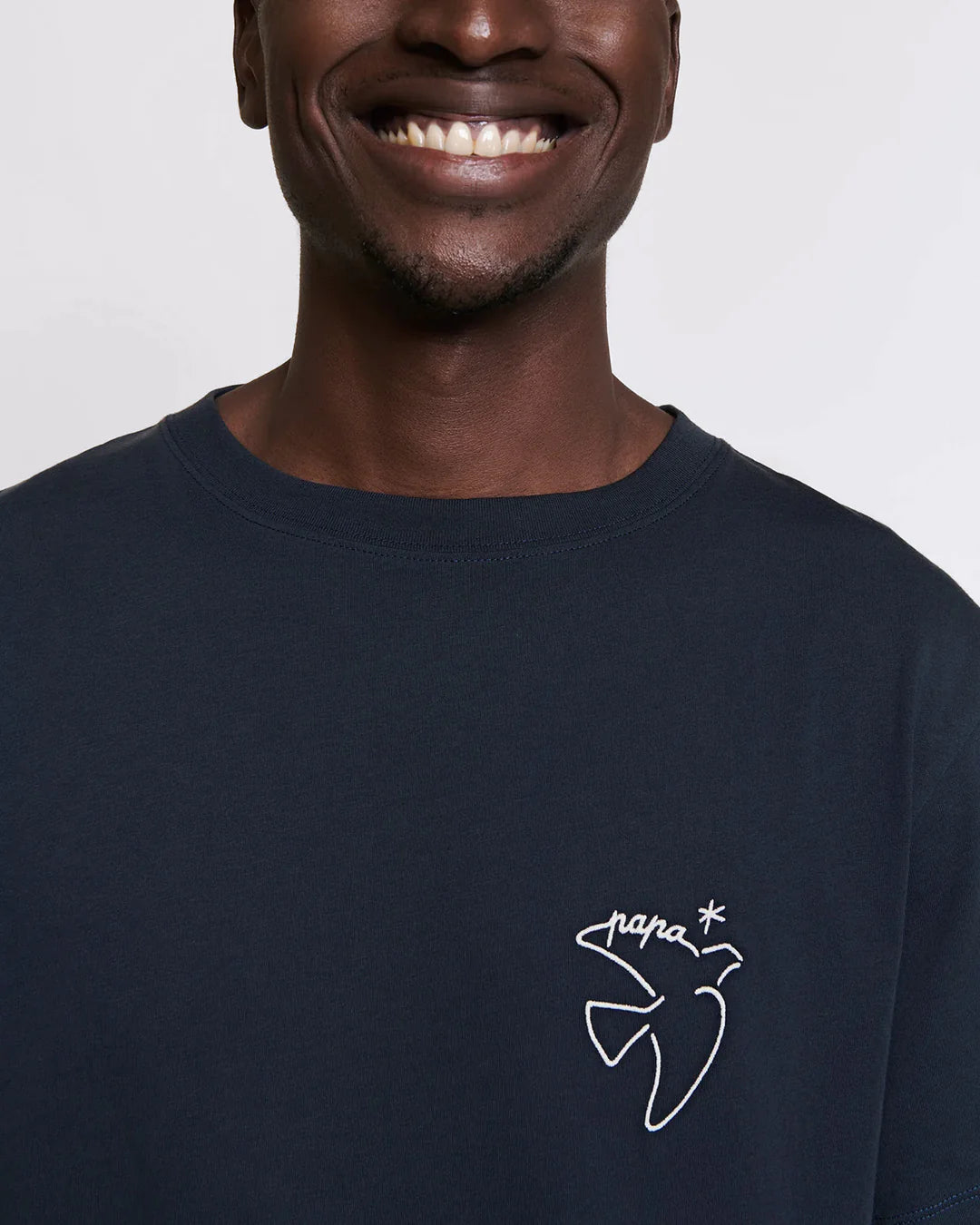 T-shirt brodé Papa bird - Charbon