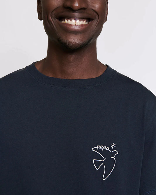 T-shirt brodé Papa bird - Charbon
