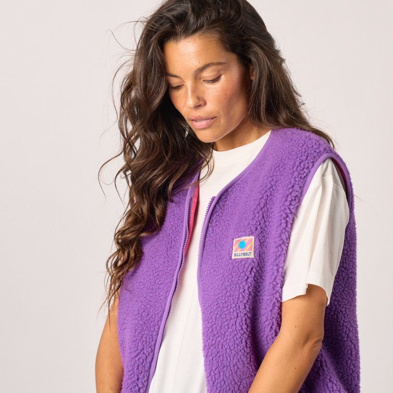 Veste sherpa femme zippée sans manches - Violet
