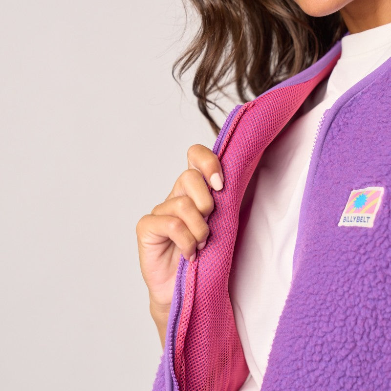 Veste sherpa femme zippée sans manches - Violet