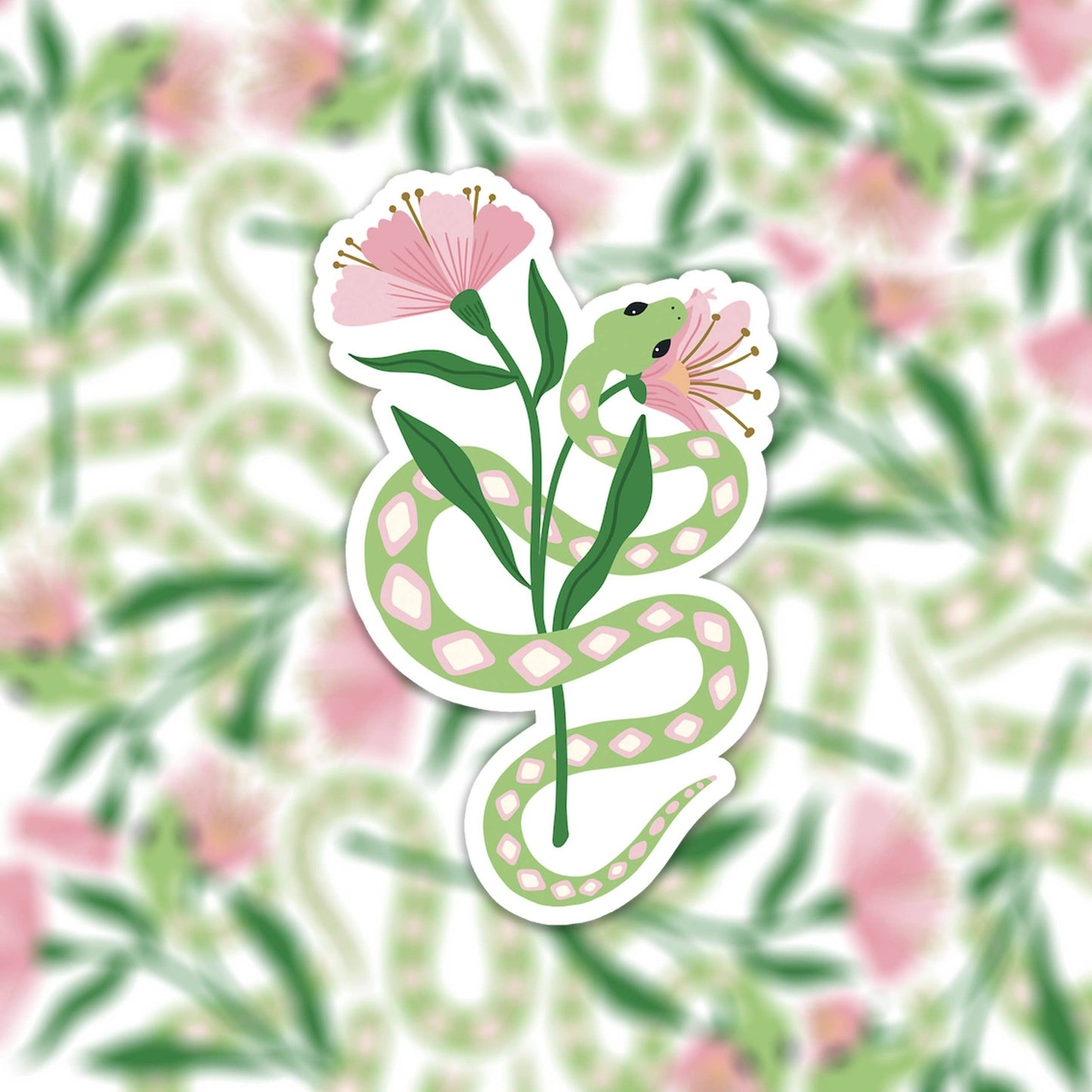 Sticker en vinyle - serpent avec fleur