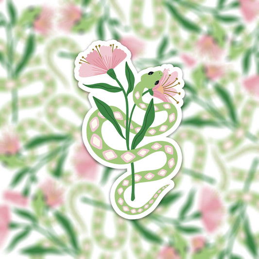 Sticker en vinyle - serpent avec fleur
