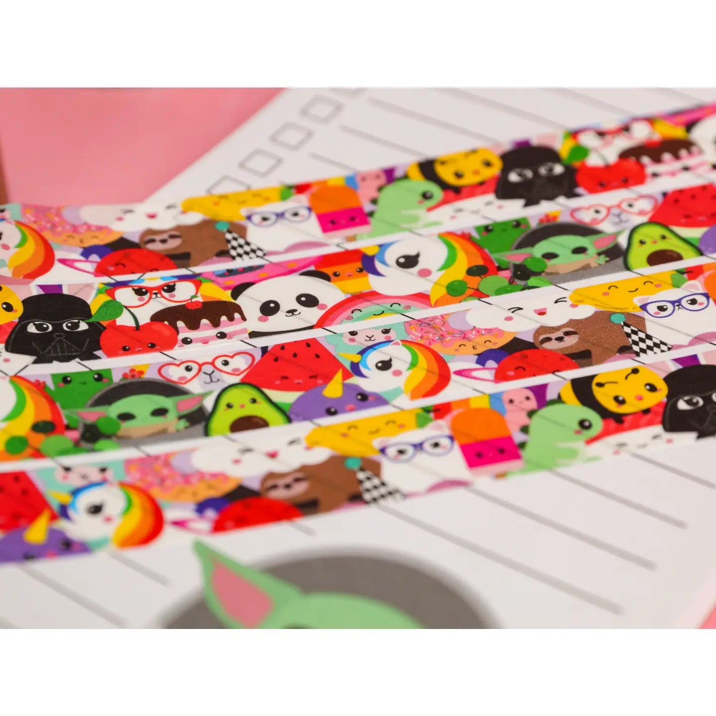 Washi tape - kawaii : licorne, Yoda, sushi, panda, arc-en-ciel, etc.